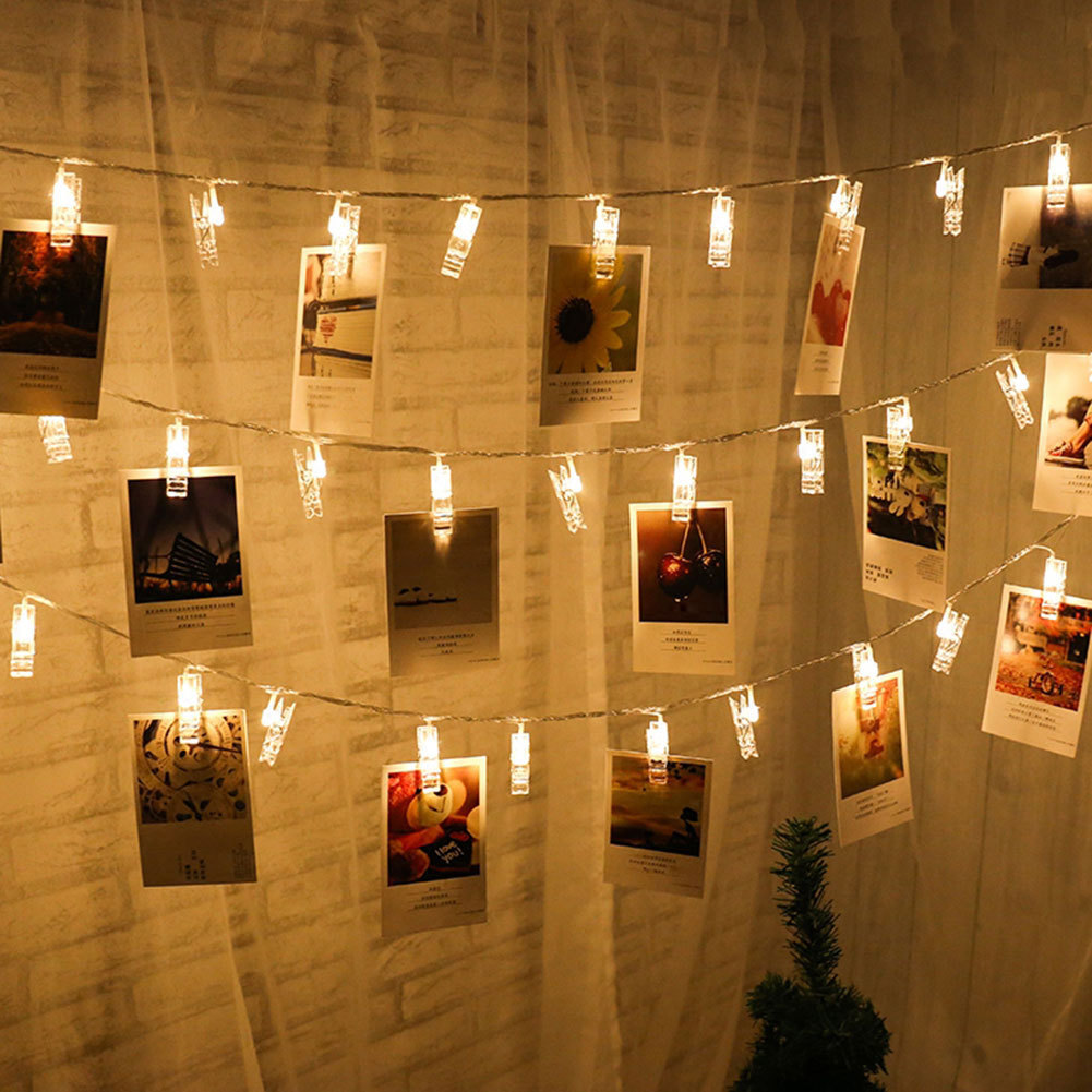 Charming LED Photo Holder String Lights - 10/20 Bulbs, Warm & Colorful