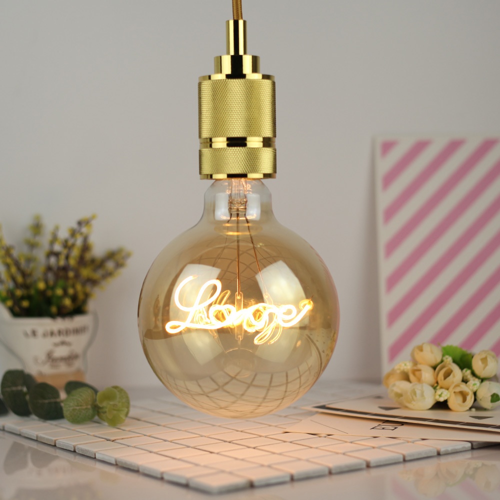 G125 LOVE Amber Glass LED Bulb, 4W, E27 Base, 2300K Warm Light