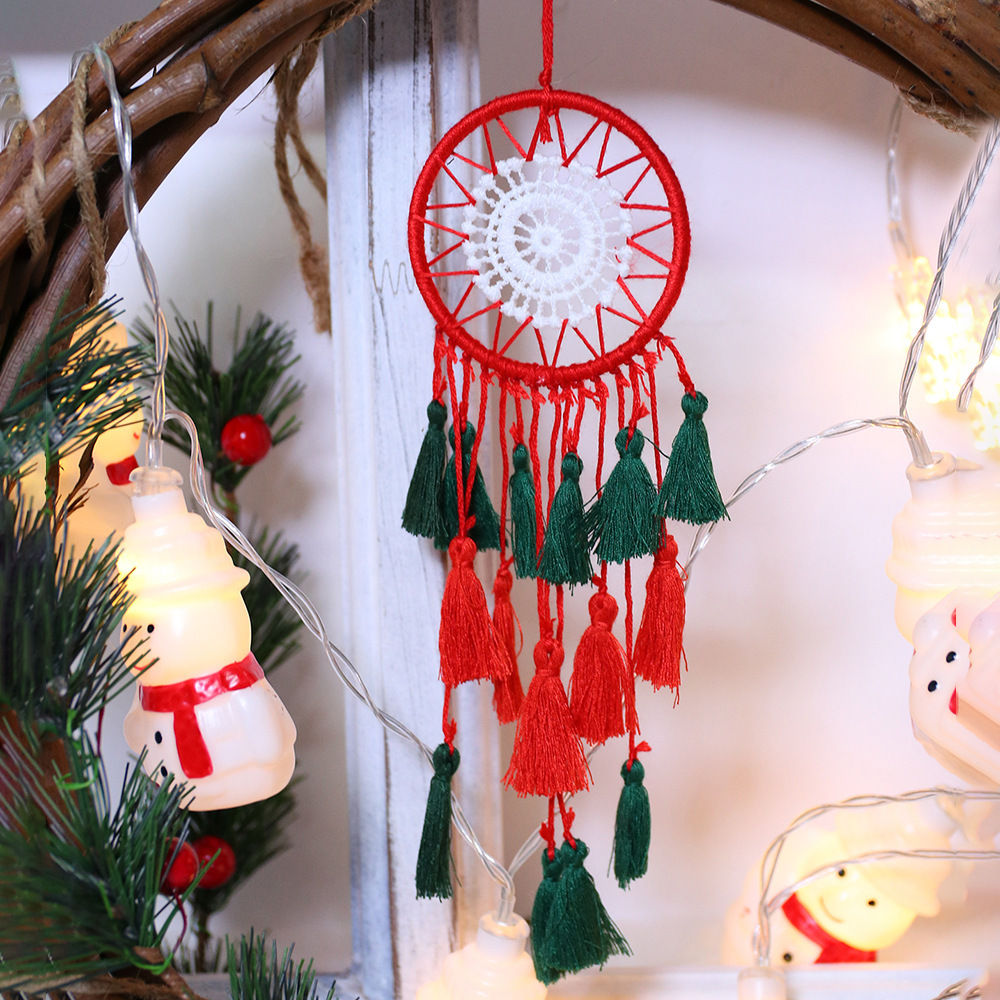 Rustic Hand-Woven Christmas Wind Chime Pendant - 19cm