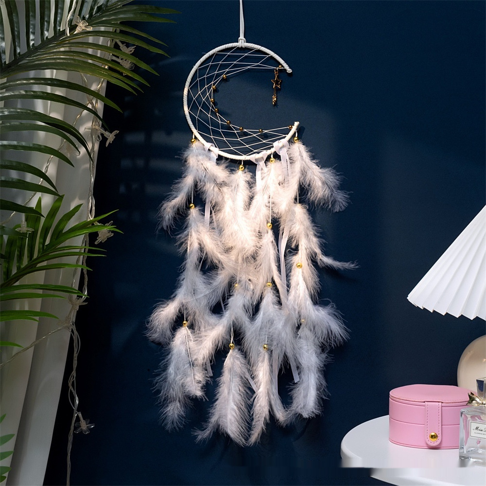 Handmade Feather Pendant - Various Colors & Light Options, 50cm Long
