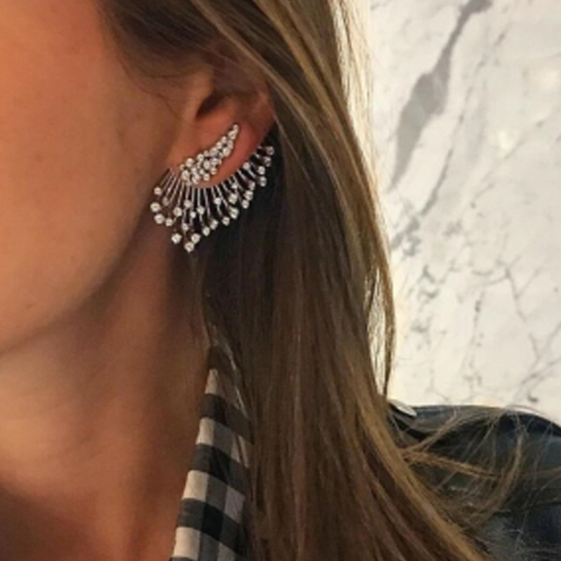Double-layer vintage drill earrings
