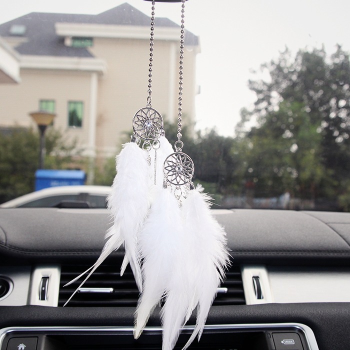 Metal Feather Dream Catcher Car Ornament for Good Vibes