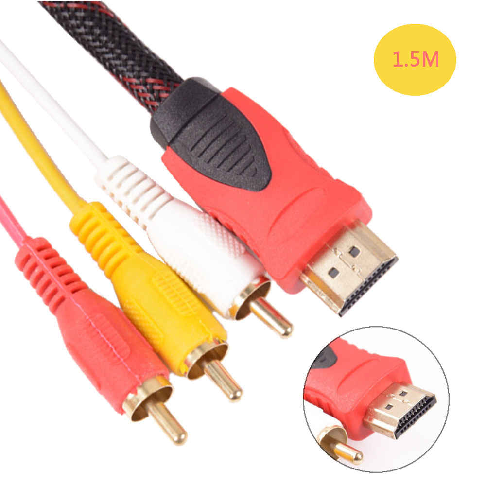 HDMI to 3RCA Cable - High-Def Audio/Video Connector, 1.5m