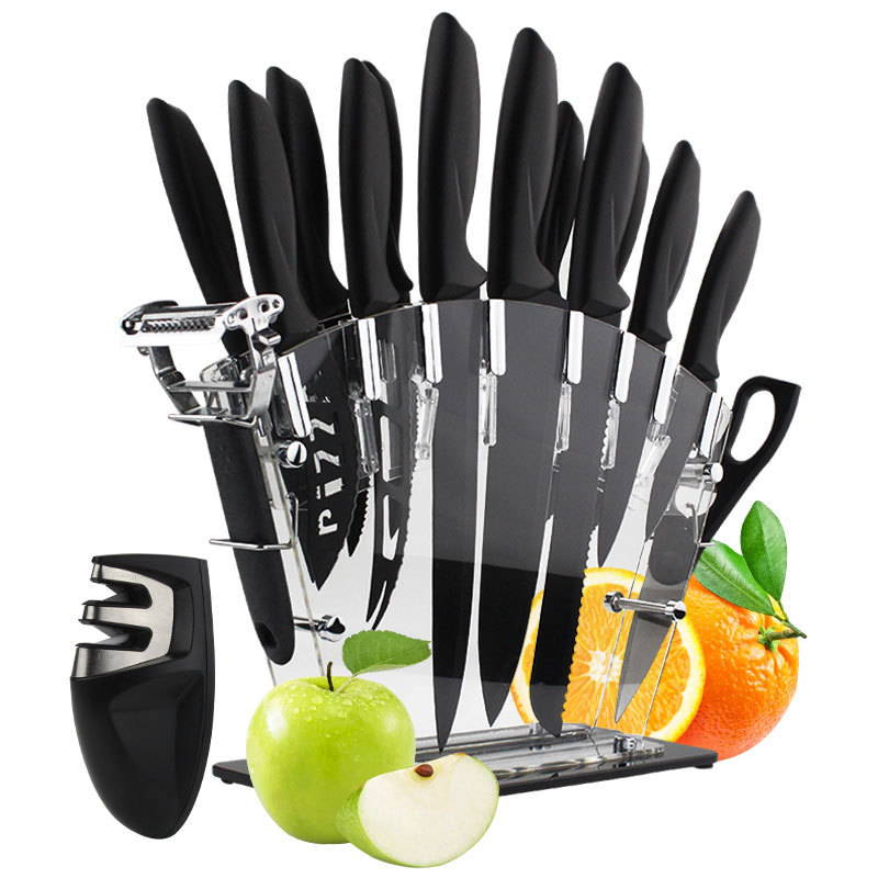 17-Piece Kitchen Knife Set with Stainless Steel Blades and Tools