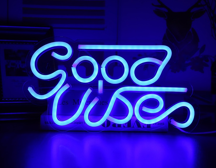 USB Powered LED Neon Light - Good Vibes for Parties & Decor