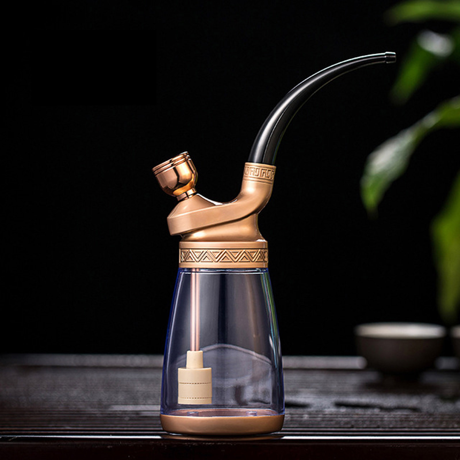 Stylish Smoke Bottle with Hookah Pipe - Gold, Silver, Black Options
