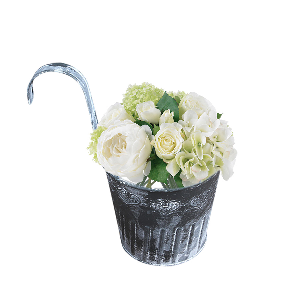 Vintage old tin flower bucket