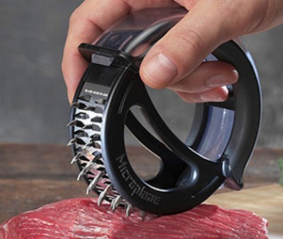 Ergonomic Black Red Meat Tenderizer with Stainless Steel Blade