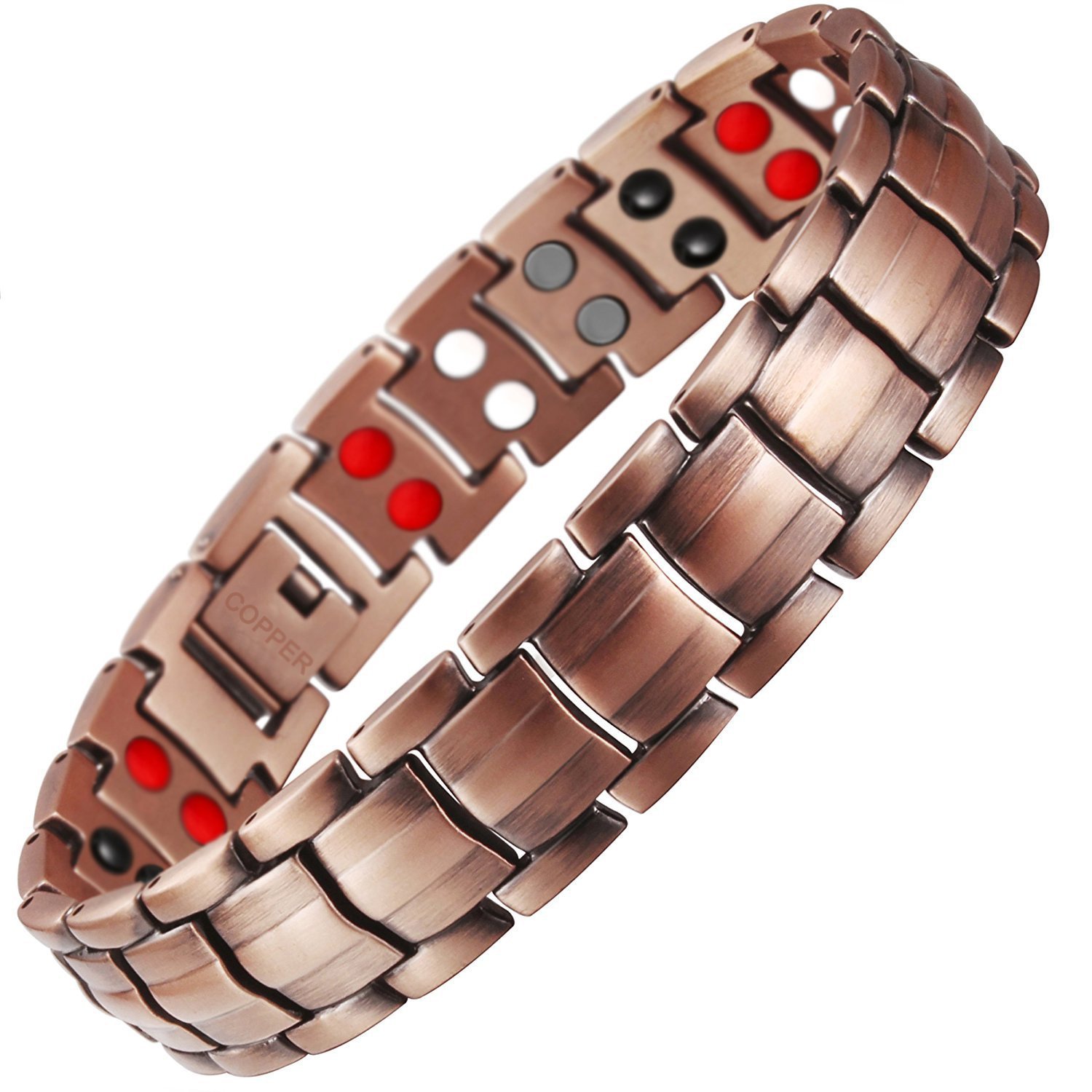 Unisex Crown Magnetic Bracelet in Red Copper – Stylish Health Accessory