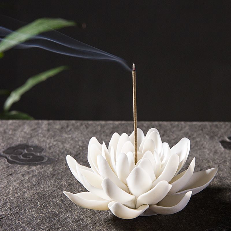 Elegant Ceramic Incense Burner - White, Sizes S & L Available