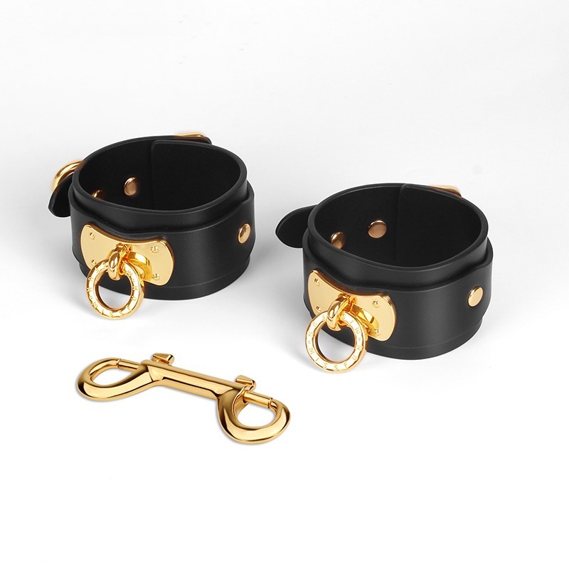Luxury 18K Gold Plated Leather Handcuffs & Footcuffs Set