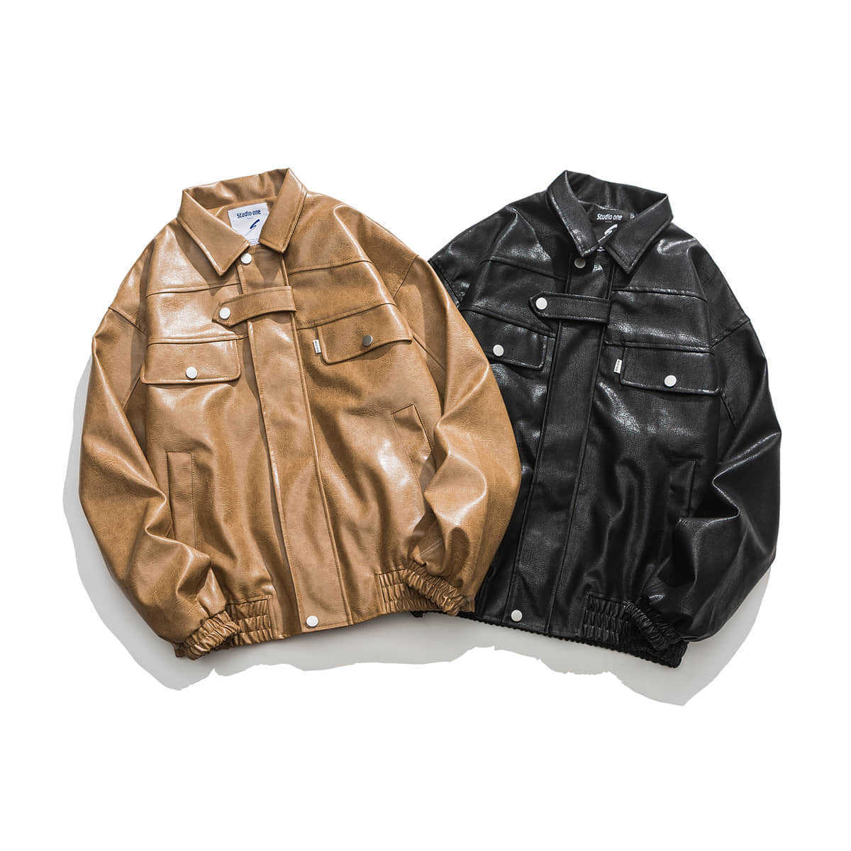 Pocket Vintage Leather Motorcycle Jacket