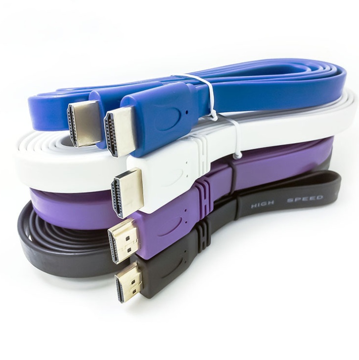 Flat HDMI Cable 1.4, 1.5m - 14+1 Copper Clad Steel, Various Colors