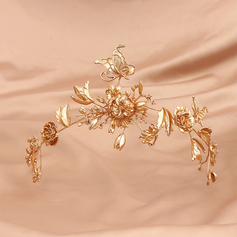 Retro Alluvial Gold Crown Hair Hoop for Women - Electroplated Alloy