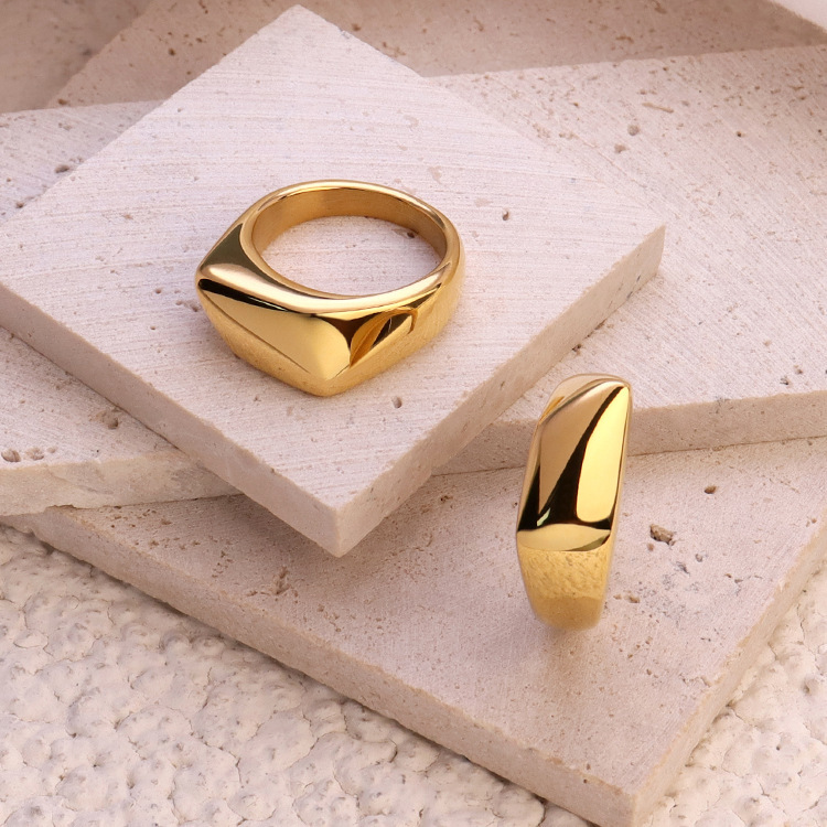 Elegant Gold Stainless Steel Letter/Number Ring in Sizes 6-8