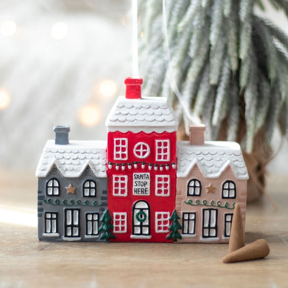 Red Cartoon House Incense Cone Burner with 2 Aromatherapy Cones