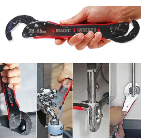 Labor-Saving Magic Wrench with Spring Hook – Polished Stainless Steel