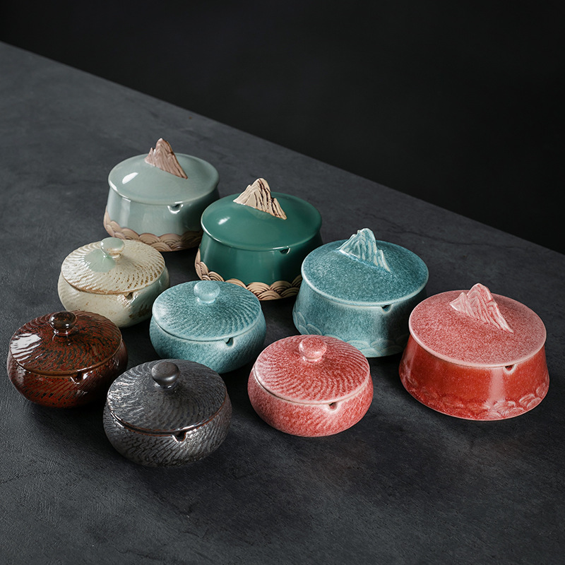Artistic Ceramic Ashtray with Storage - Multiple Unique Colors