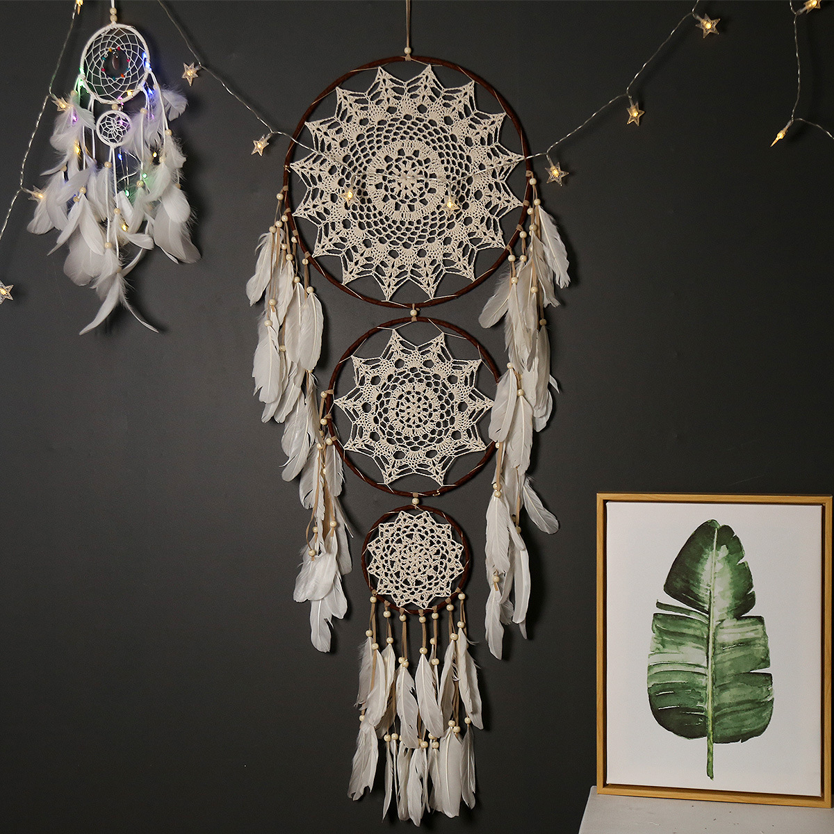 Modern Iron Cotton Rope Wall Decoration – B9090, 35x124CM