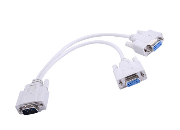 1 Male to 2 Female VGA Splitter Cable for Dual Screen Setup