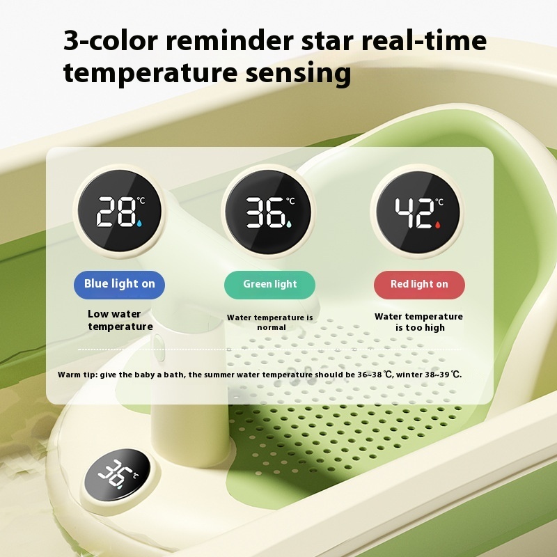 Temperature Sensing Bath Stool & Head Washing Cup - Lemon Yellow