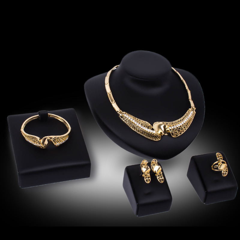 Elegant Alloy Jewelry Set: Earrings, Necklace, & Bracelet Combo
