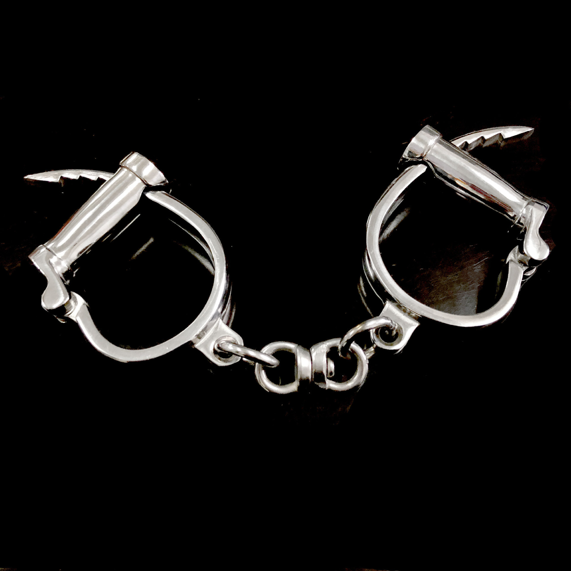 Silver Stainless Steel Unisex Handcuffs for Playful Adventures