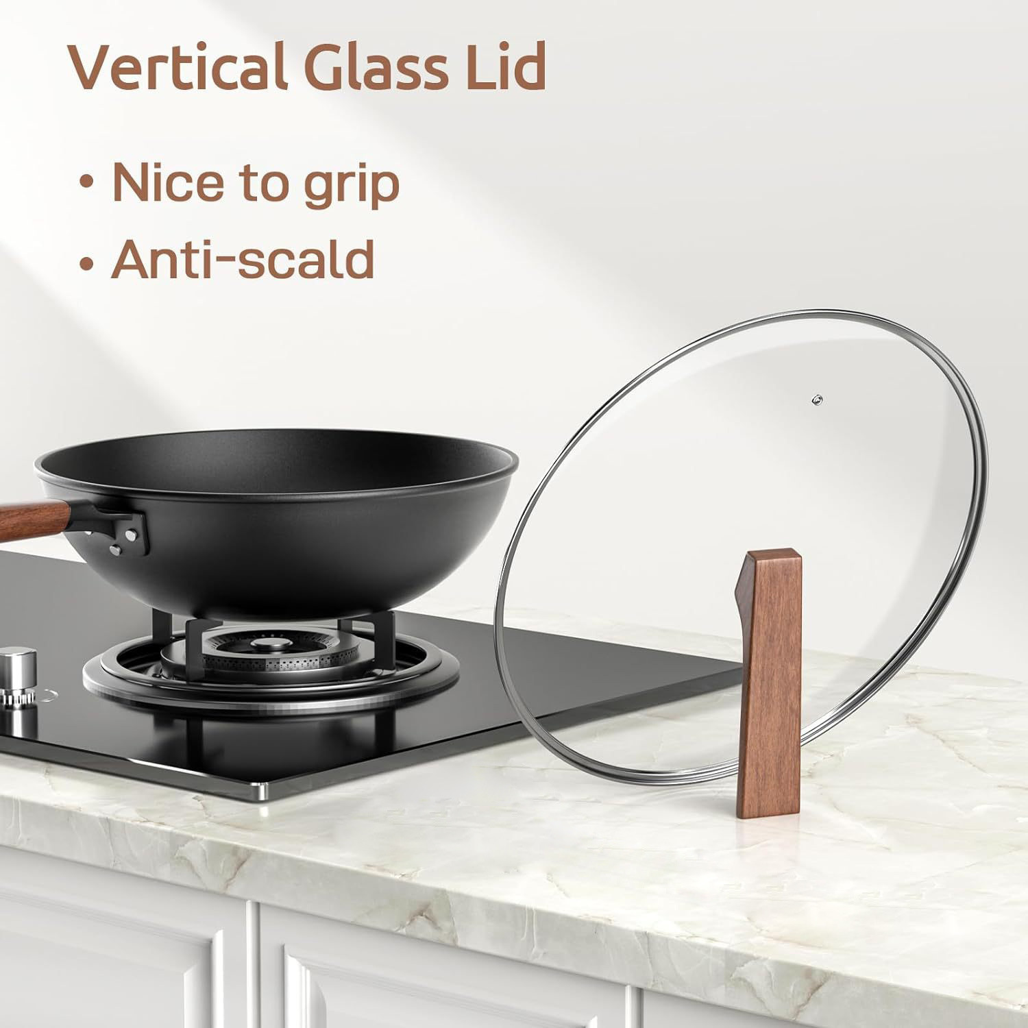 Non-Stick Iron Wok Set with Stainless Steel Lids - 30cm & 32cm