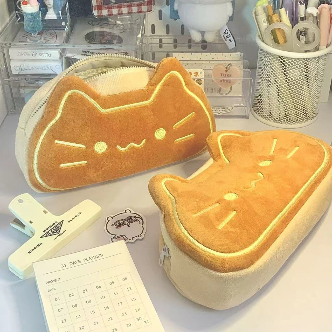 Charming Velvet Cat Pencil Boxes in Various Adorable Designs