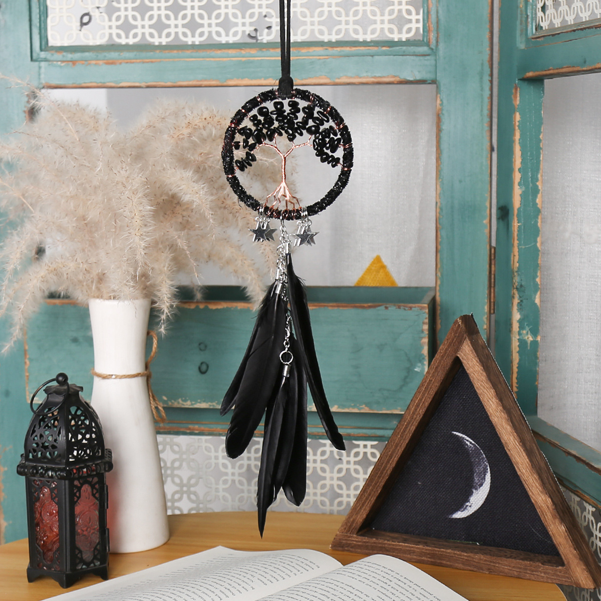 European Style Feather Gravel Wall Ornament - 18x7.5 CM