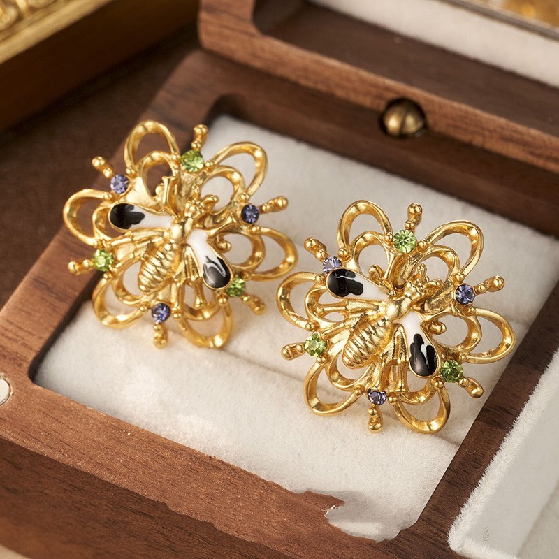 Medieval Gold Electroplated Metal Earrings - Elegant Pair