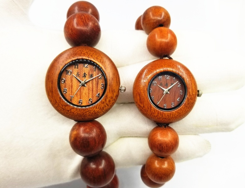 Antique Wood Quartz Couple Watches - Elegant & Unique Design - Image 2