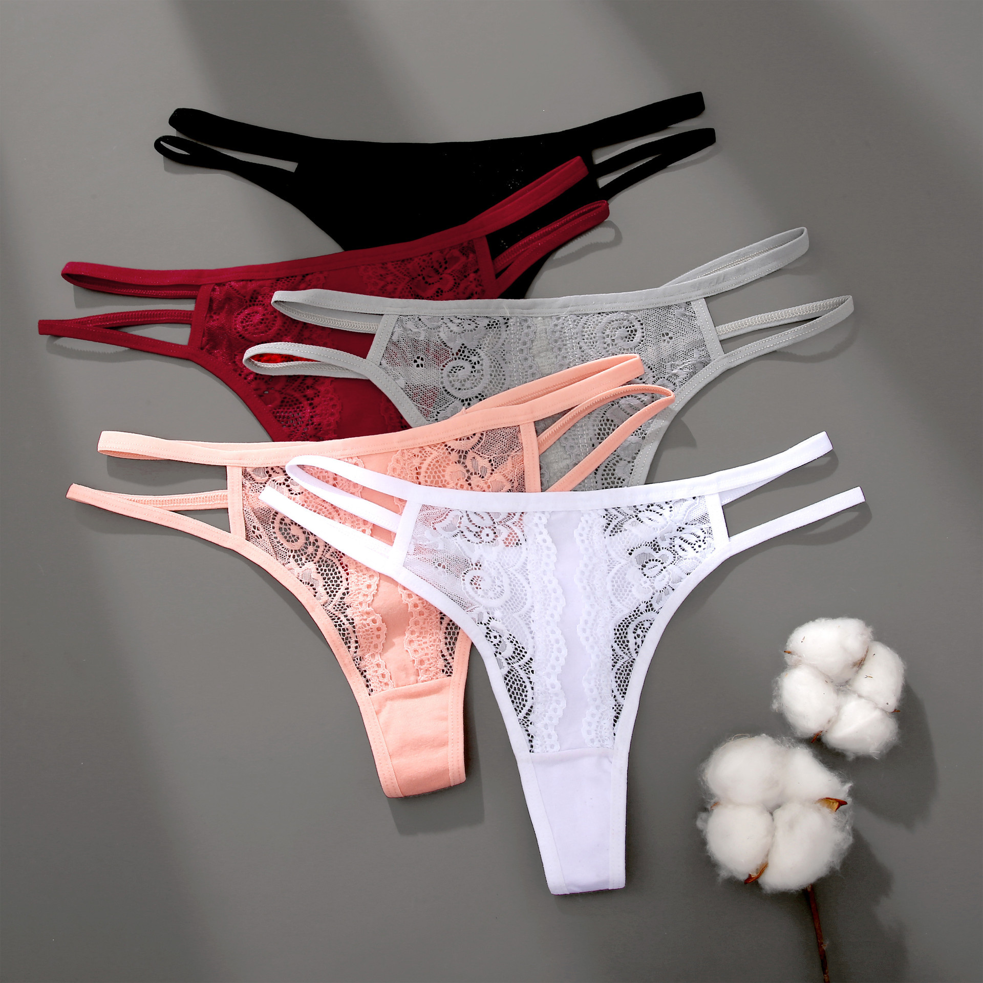 Low Waist Lace T-Back Underpants for Women - Multi Color Options
