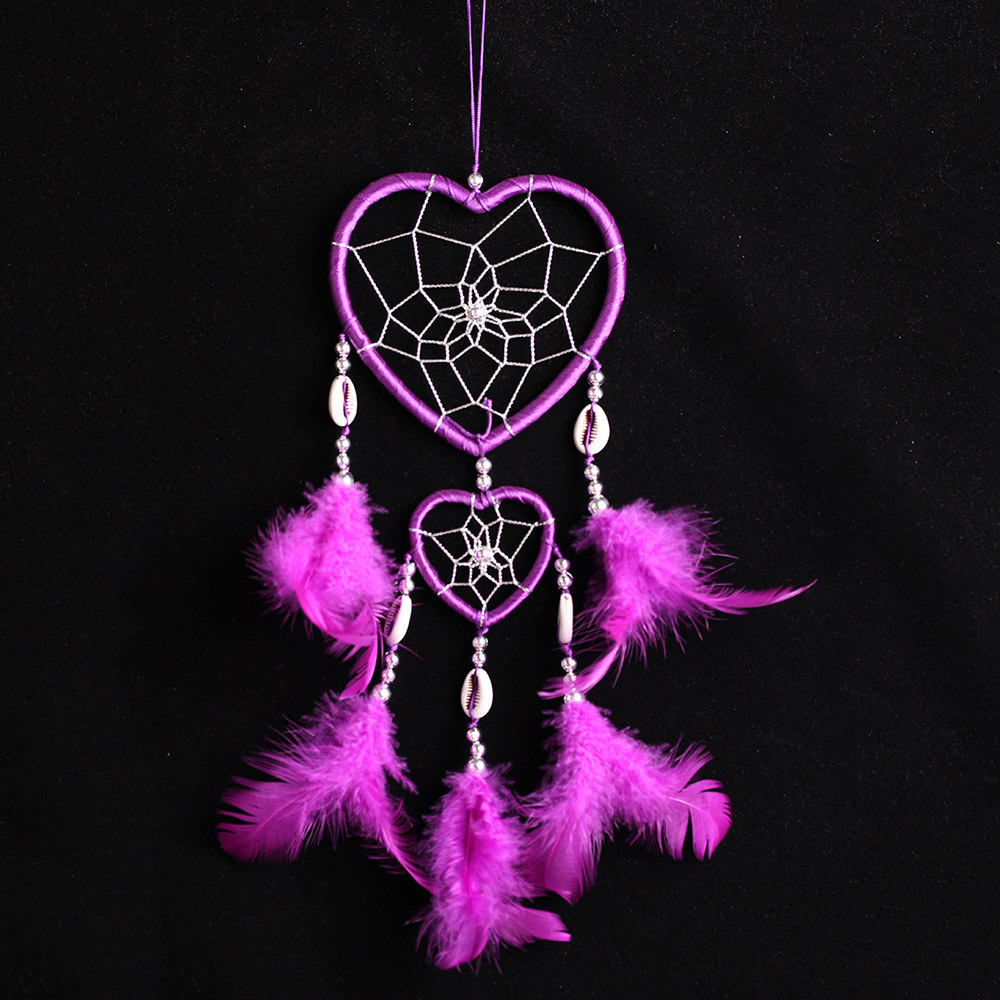 Heart-Shaped Pink Dream Catcher Pendant for Home Decor and Gifts