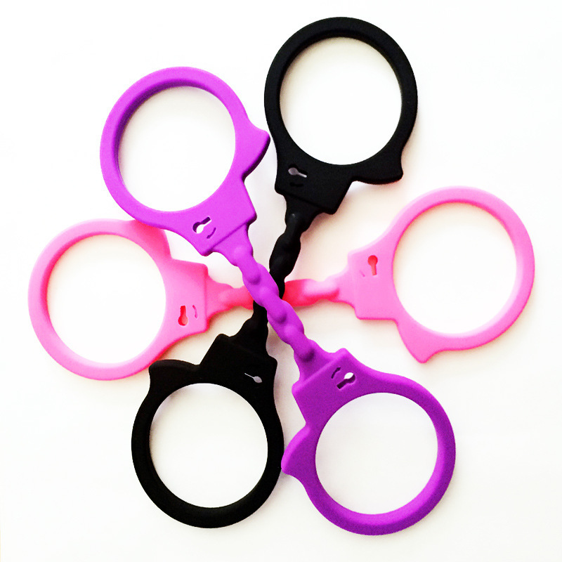 Creative Silicone Handcuffs for Couples Fun - 25cm, Purple/Black