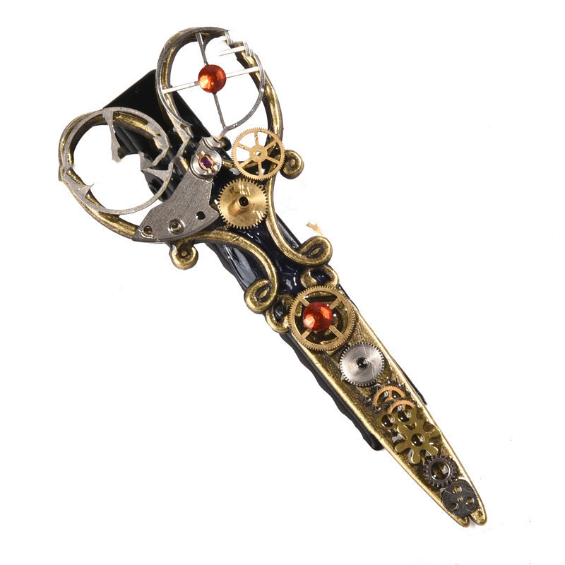 Steampunk Vintage Gear Scissors Barrettes Gothic Clock Screw Vintage Lolita Brooch Headdress