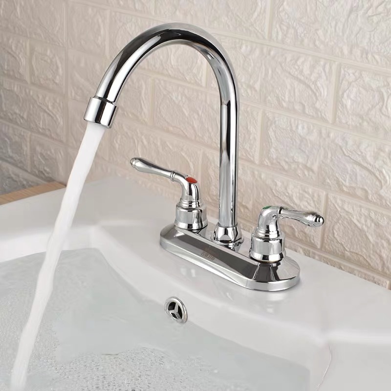 Rotatable Double Handle Copper Faucet with Bamboo Joint Dial