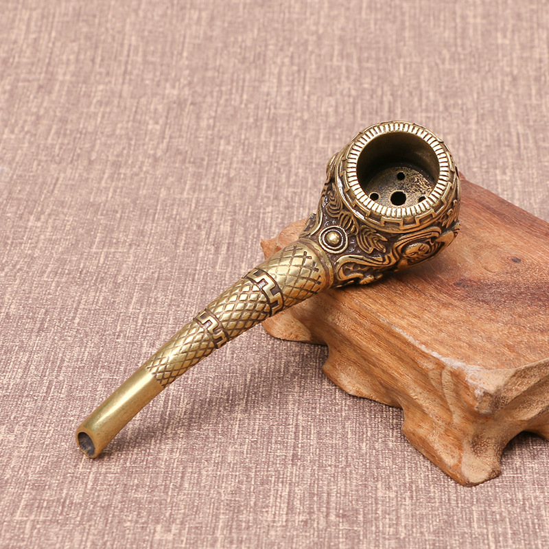 Copper Brass Pipe Ornament - 3.2x10.8cm Semi-Manual Craft