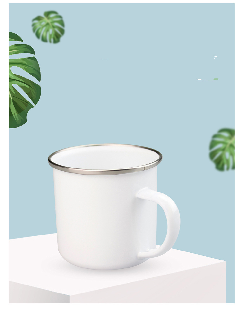 Eco-Friendly Enamel Cup - 301-400ml, 8x8x8.6cm, Durable Design