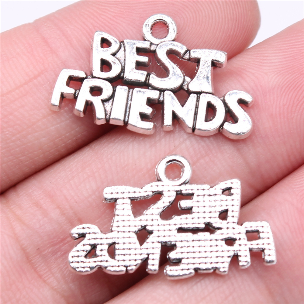 Antique Silver Alloy Pendant - 25x15mm, Electroplated Charm