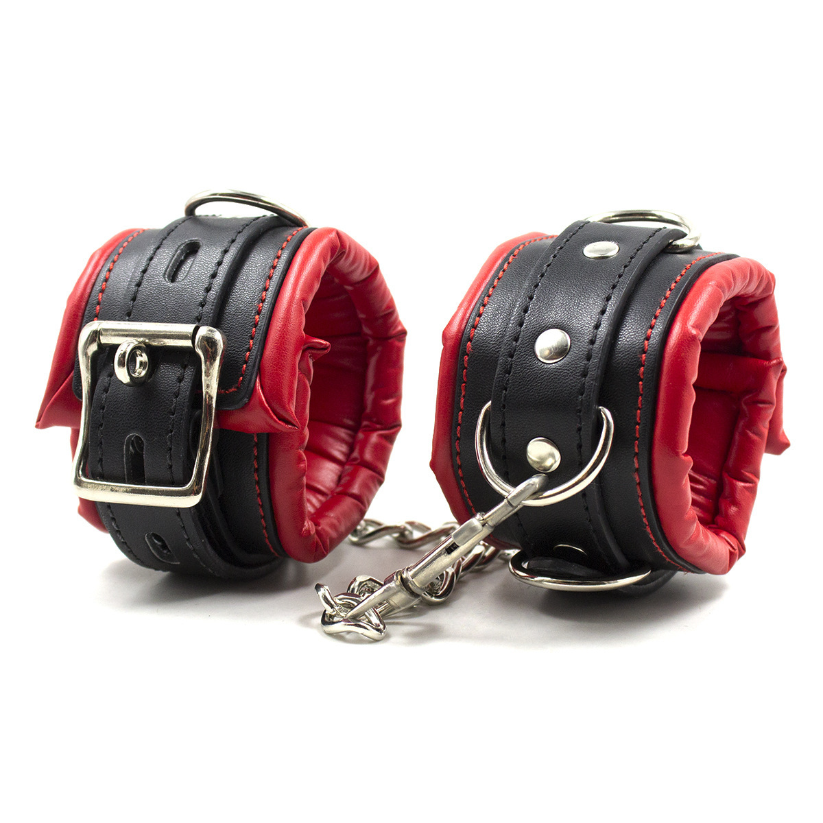 Flirty Black & Red Handcuffs Set for Couples, 20.5cm Length