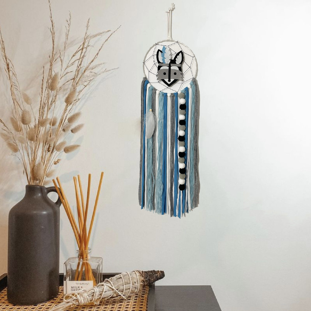 Nordic Metal Hanging Decoration - Indian Monkey & Bat Blue 18x65cm