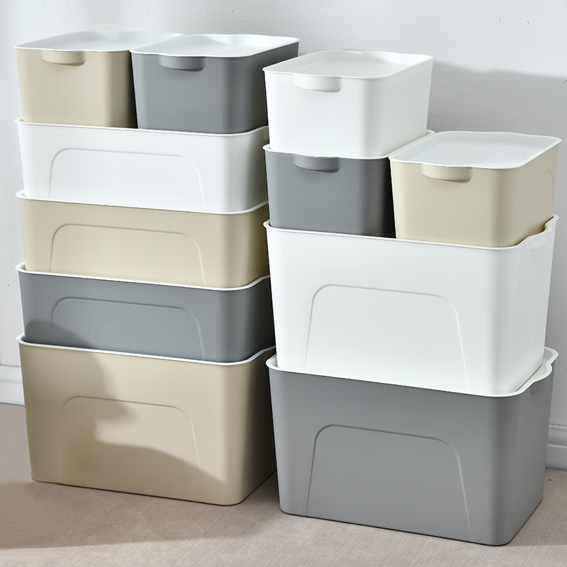 Versatile 25L Plastic Storage Box with Cover for Closet Organization
