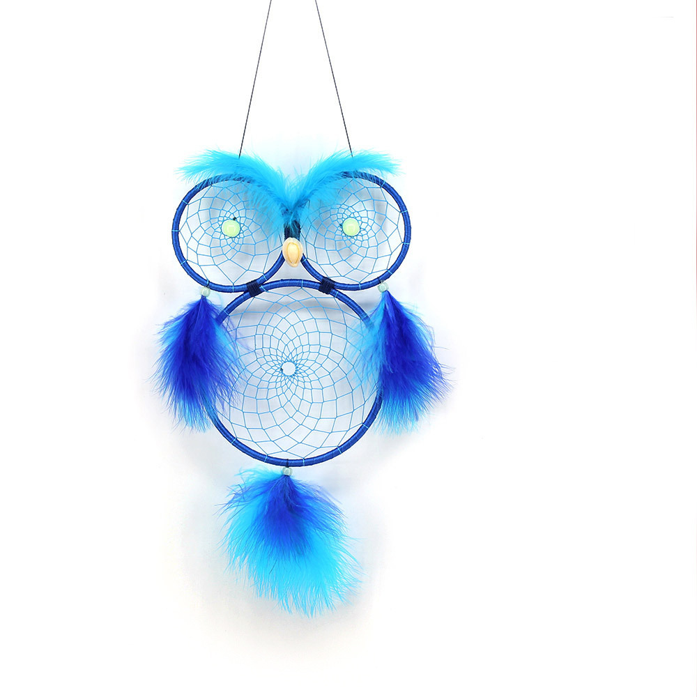 Royal Blue Feather and Bead Mural Ornament - 66x16CM