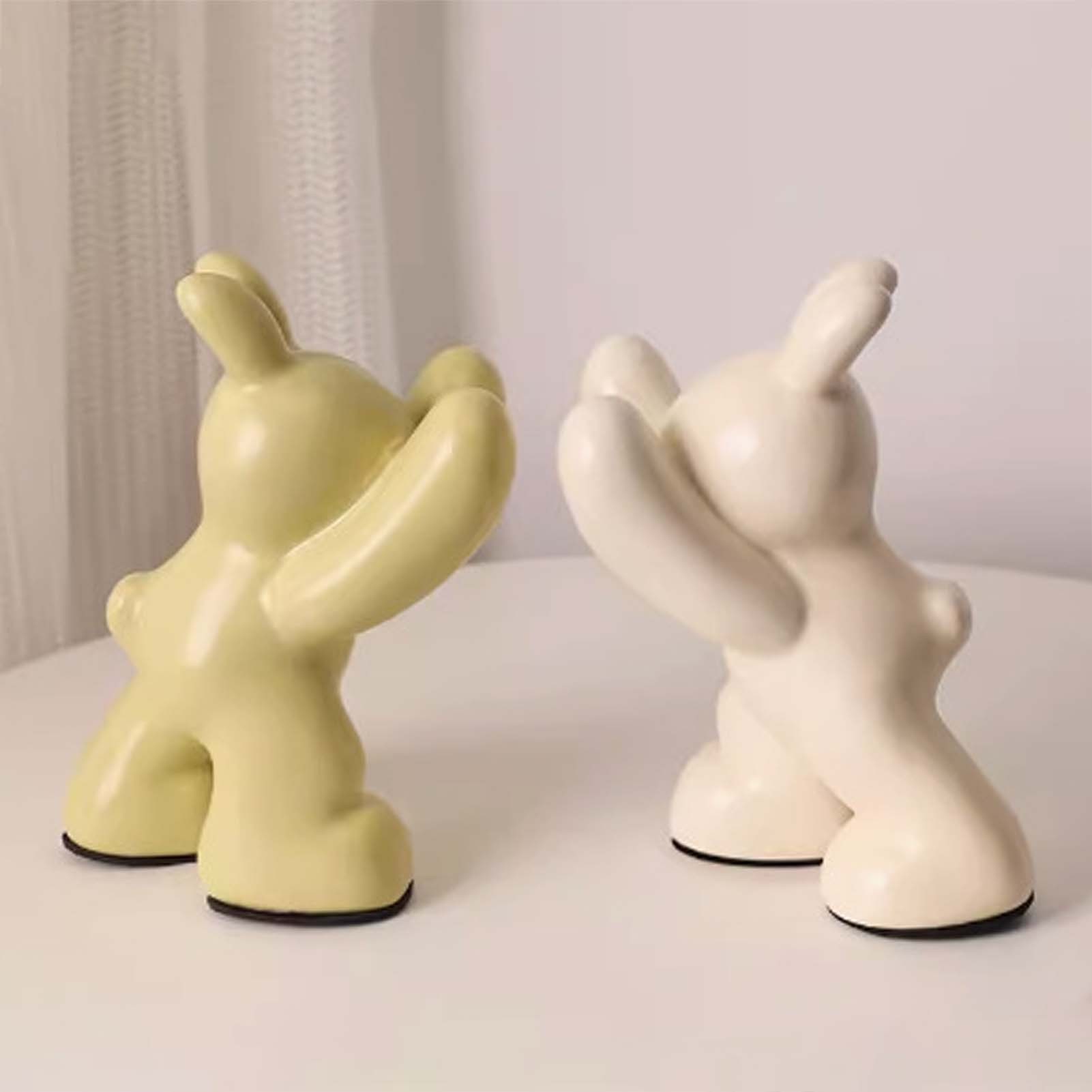 Ceramic Bunny Bookends: Charming & Sturdy Decor for Any Space