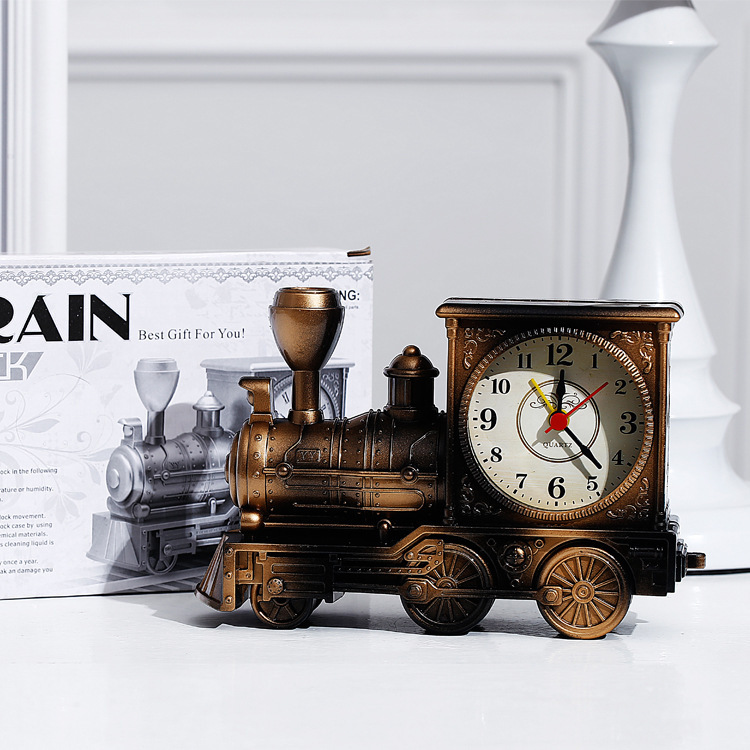 Antique Locomotive Alarm Clock - Vintage Design, 180x60x120mm