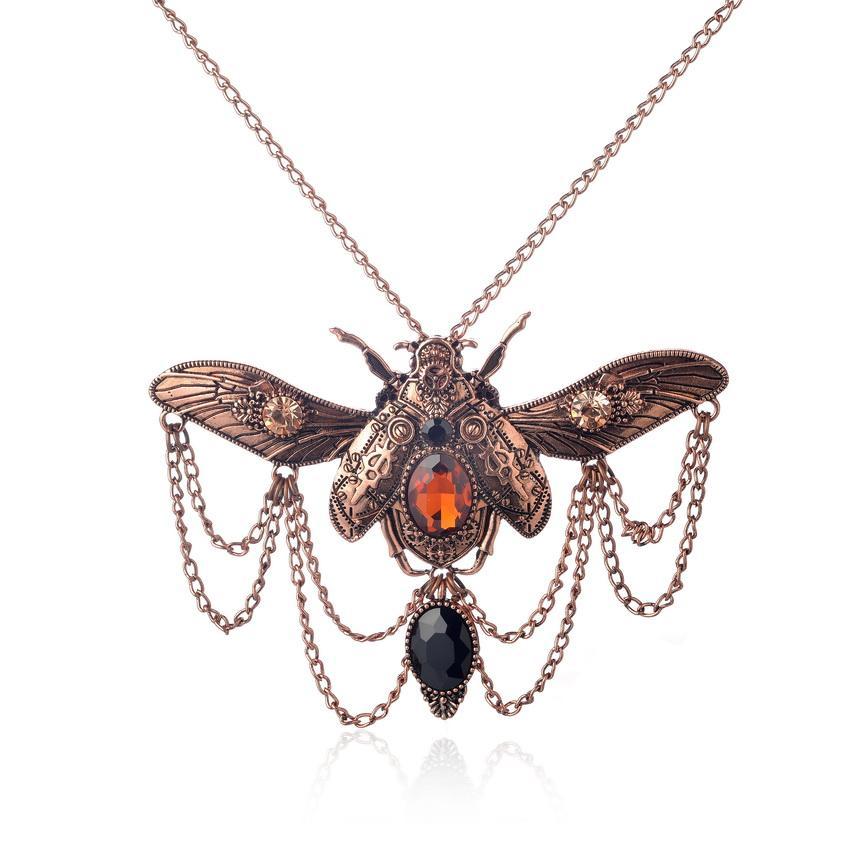 Vintage Steampunk Beetle Pendant Necklace – Unique Charm & Style