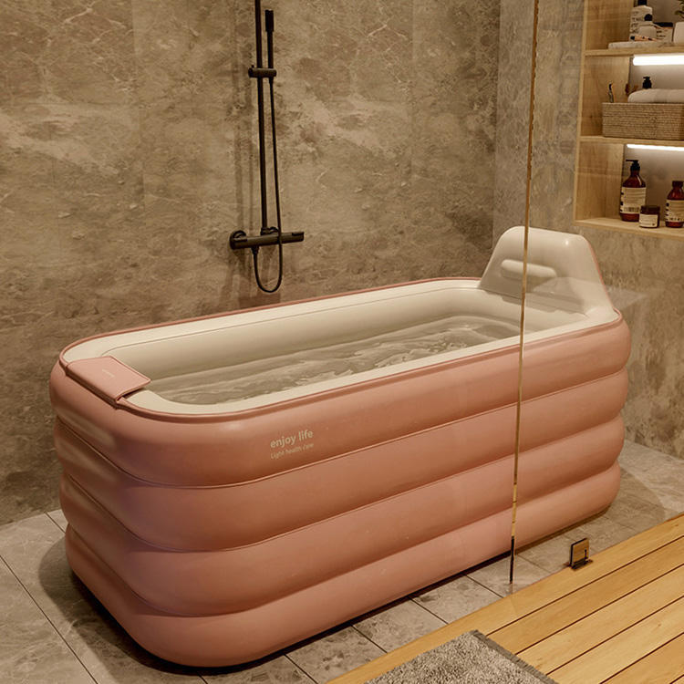 Inflatable Fashion Minimalist Bath Tub - Pink & Green, Compact Design