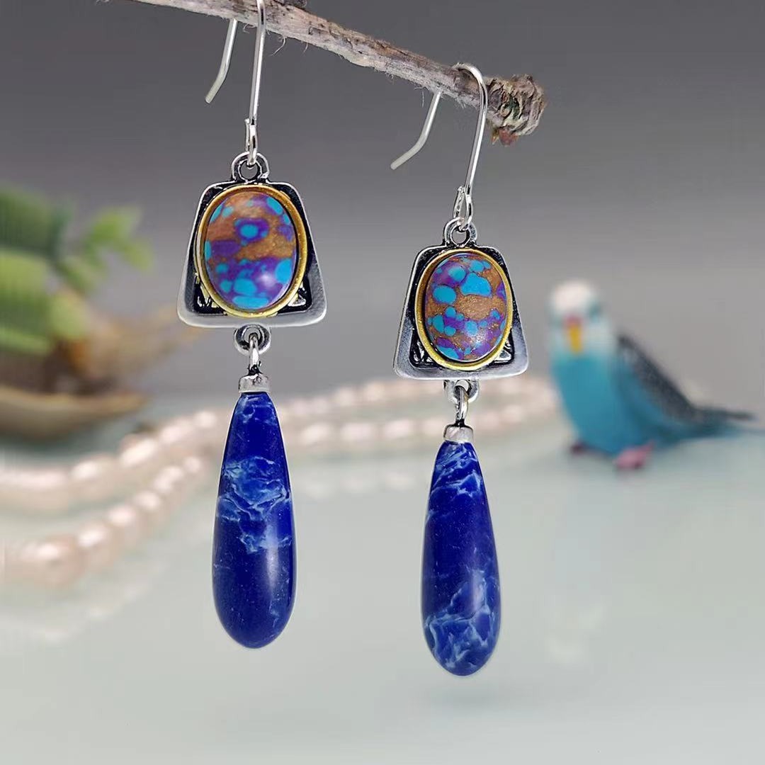 Antique Silver Geometric Alloy Earrings - Stylish & Unique Design
