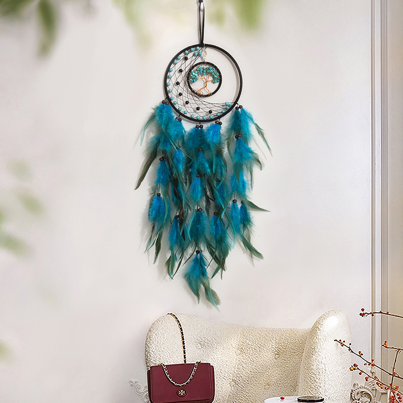 Light Luxury Dreamcatcher Pendant - Feather, 16CM Diameter